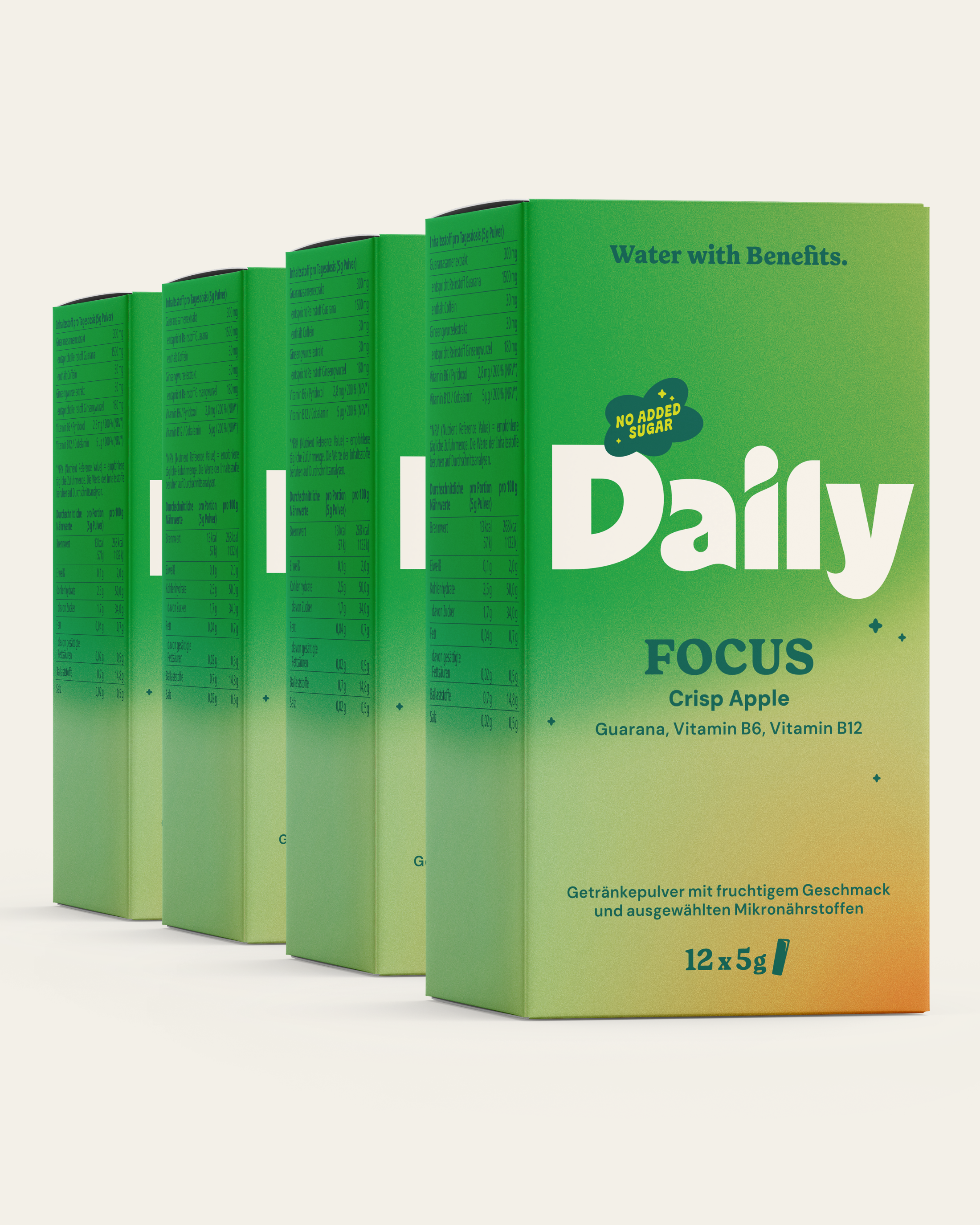 FOCUS 4er Bundle – vier Daily FOCUS Boxen Crisp Apple mit je 12 Sticks
