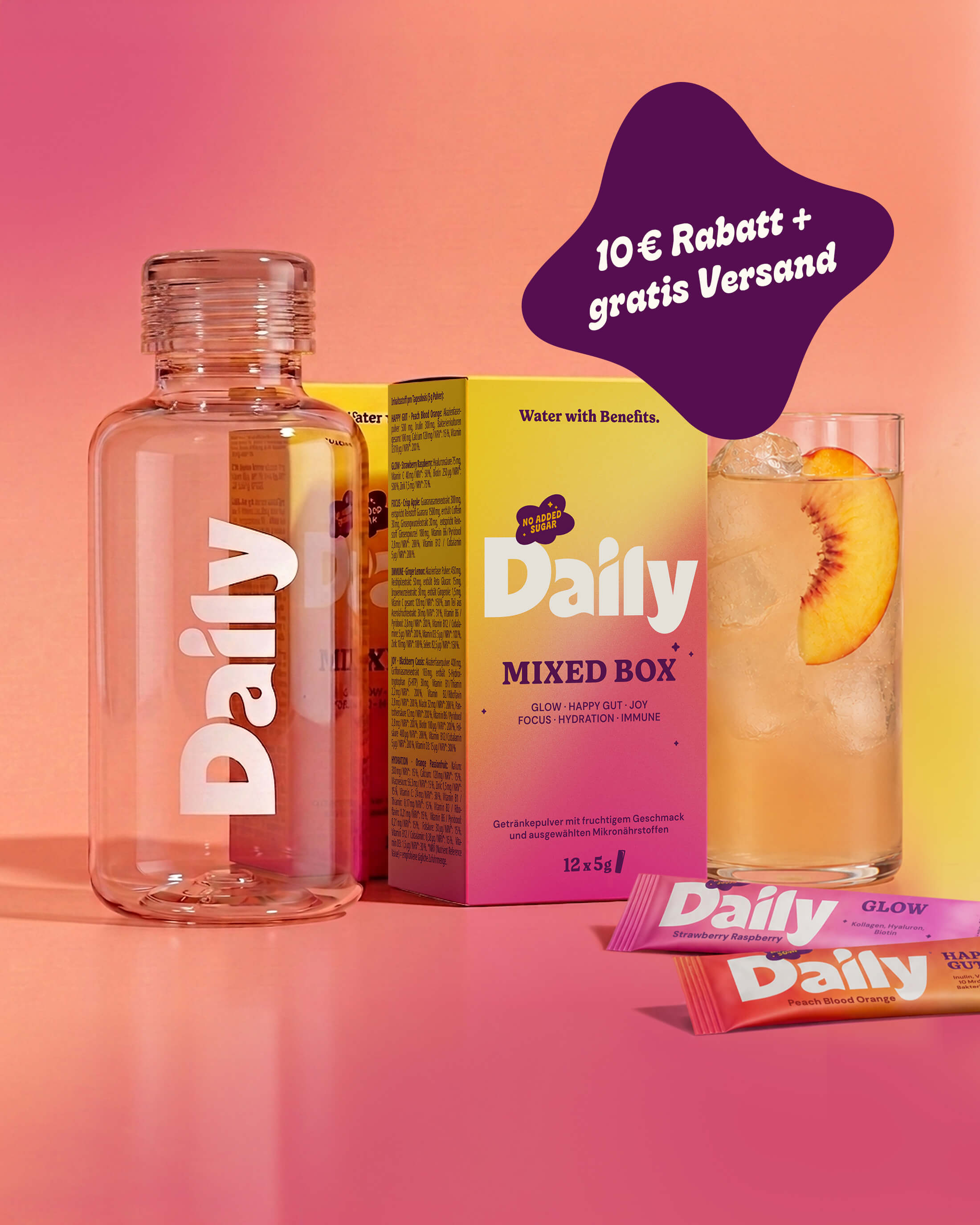 Daily Starter-Set – Hero-Aufnahme mit Daily Bottle und Sticks