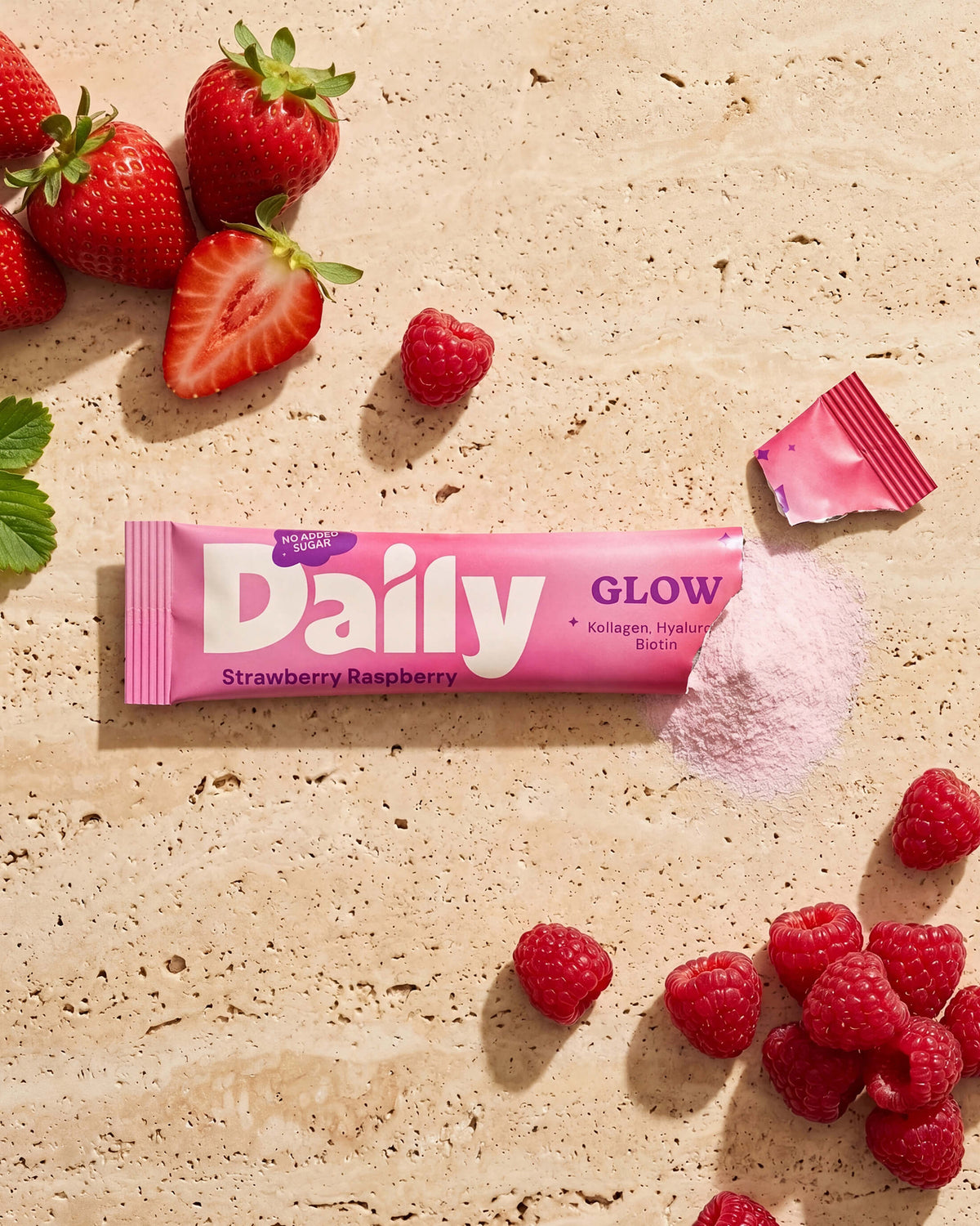 Daily GLOW Getränk in der rosé Daily Bottle – Detailaufnahme